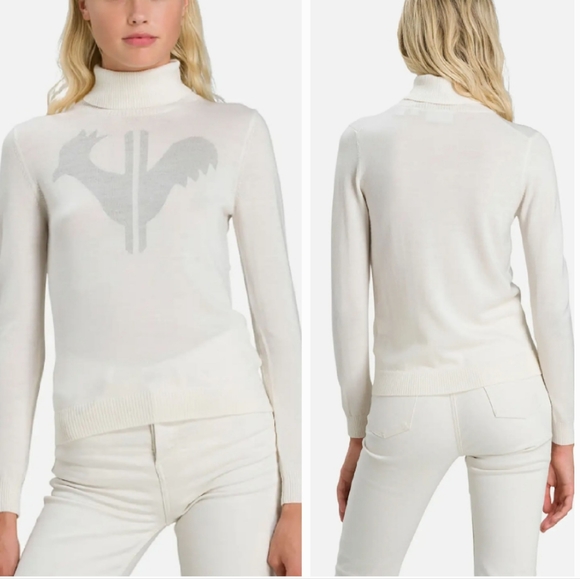 Rossignol Ski Classique Merino Wool Sweater Rooster Front Roll Neck Pullover - Picture 2 of 10